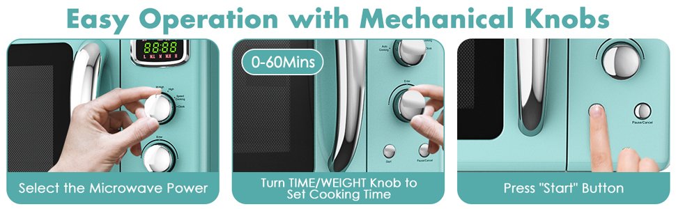 Retro 0.9 Cu.ft Compact Microwave Oven for Countertop
