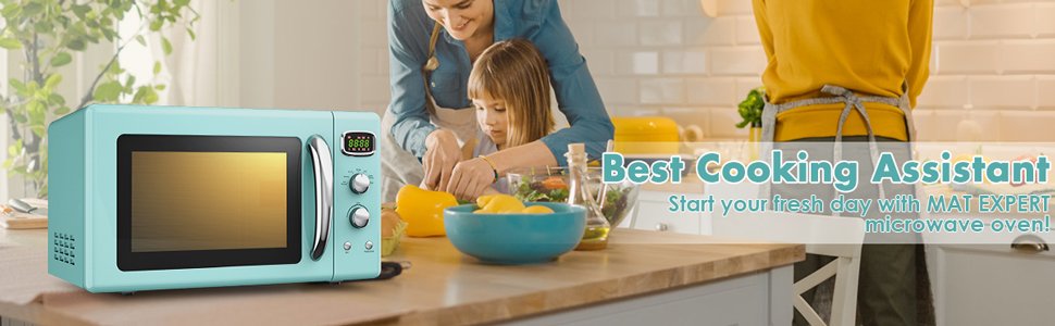 Retro 0.9 Cu.ft Compact Microwave Oven for Countertop