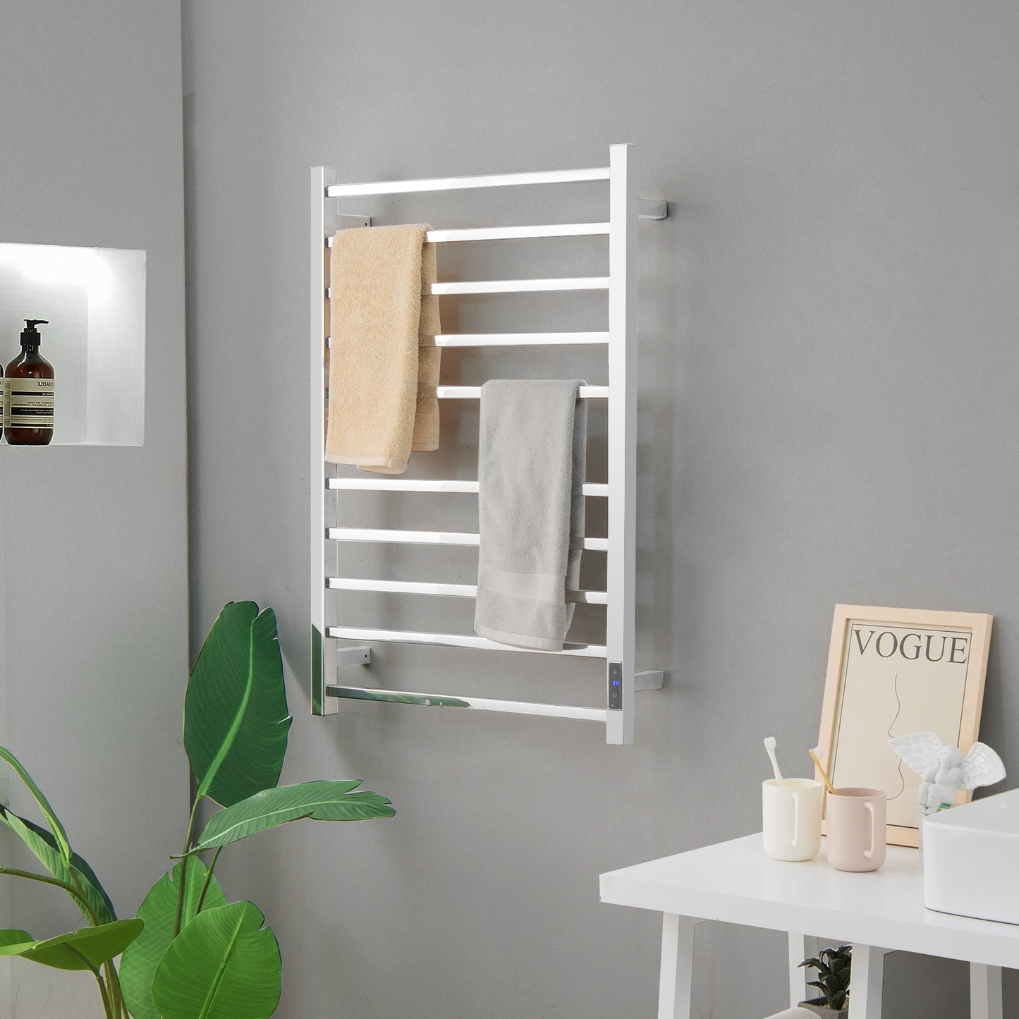 10 Bar Stainless Steel Wall-Mounted Heated Towel Rack