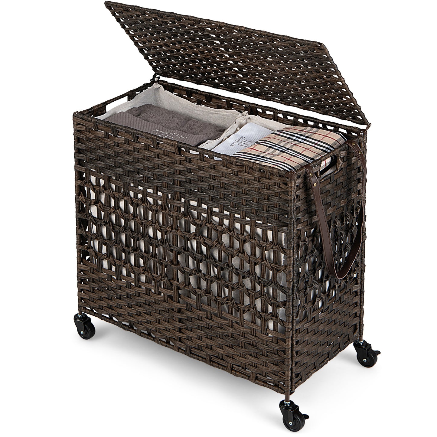 110L Dual Compartment Laundry Hamper with Removable & Washable Liner Bags