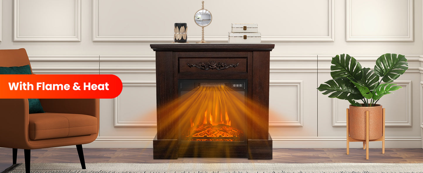 1400W Electric Fireplace Mantel TV Stand with Remote Control