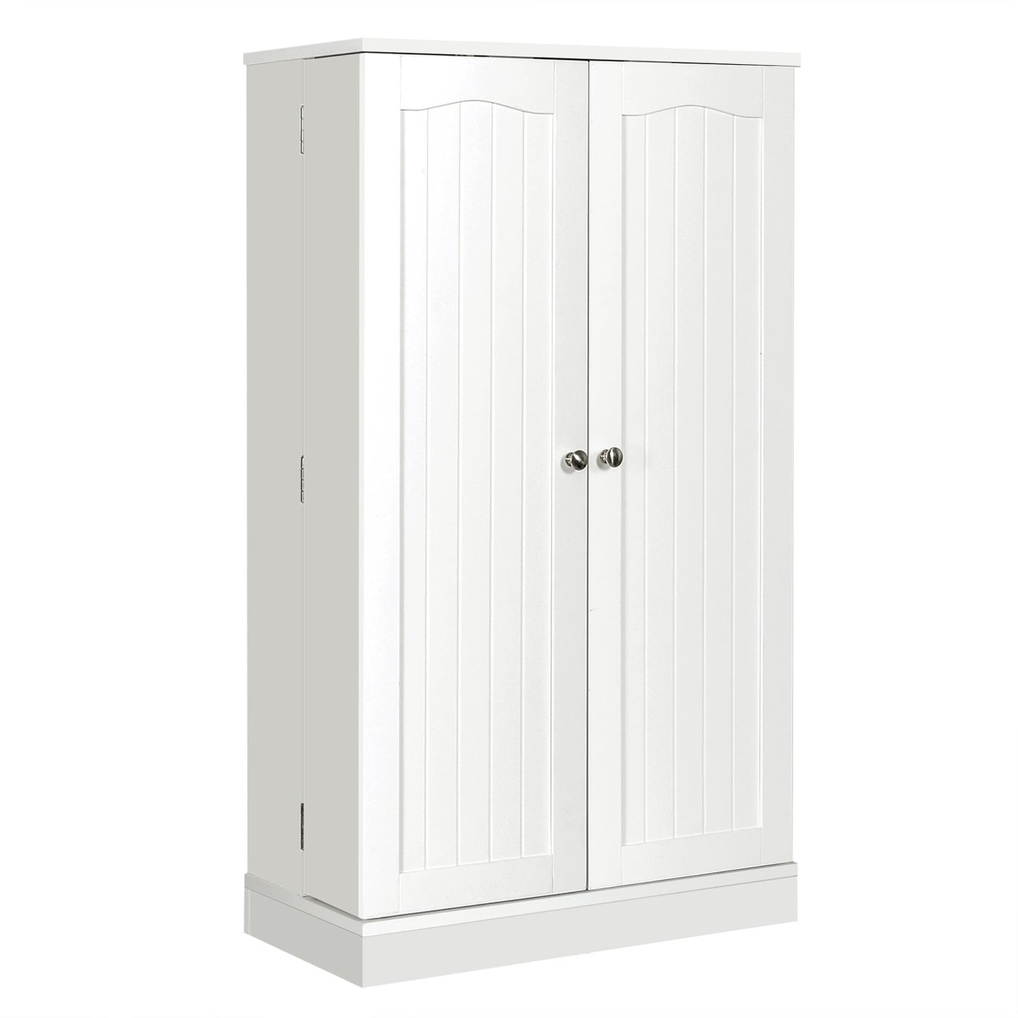 17-Tier Freestanding Kitchen Pantry Cabinet with Double Doors and Adjustable Shelves - White