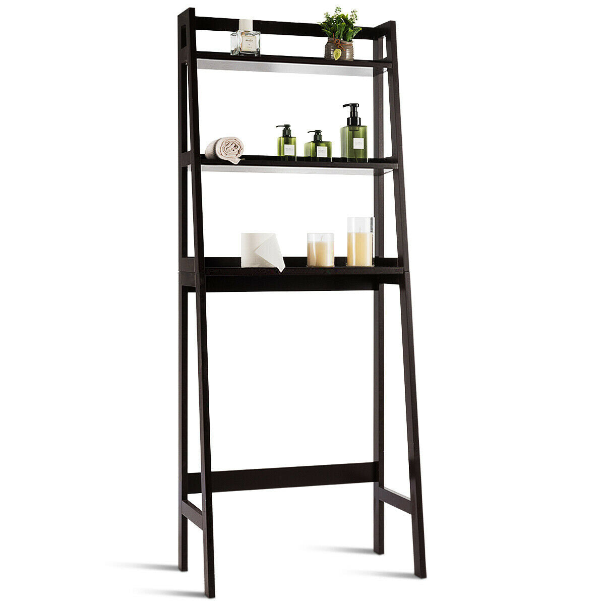 3 Tier Standing Storage Rack Over Toilet with Bottom Shelf