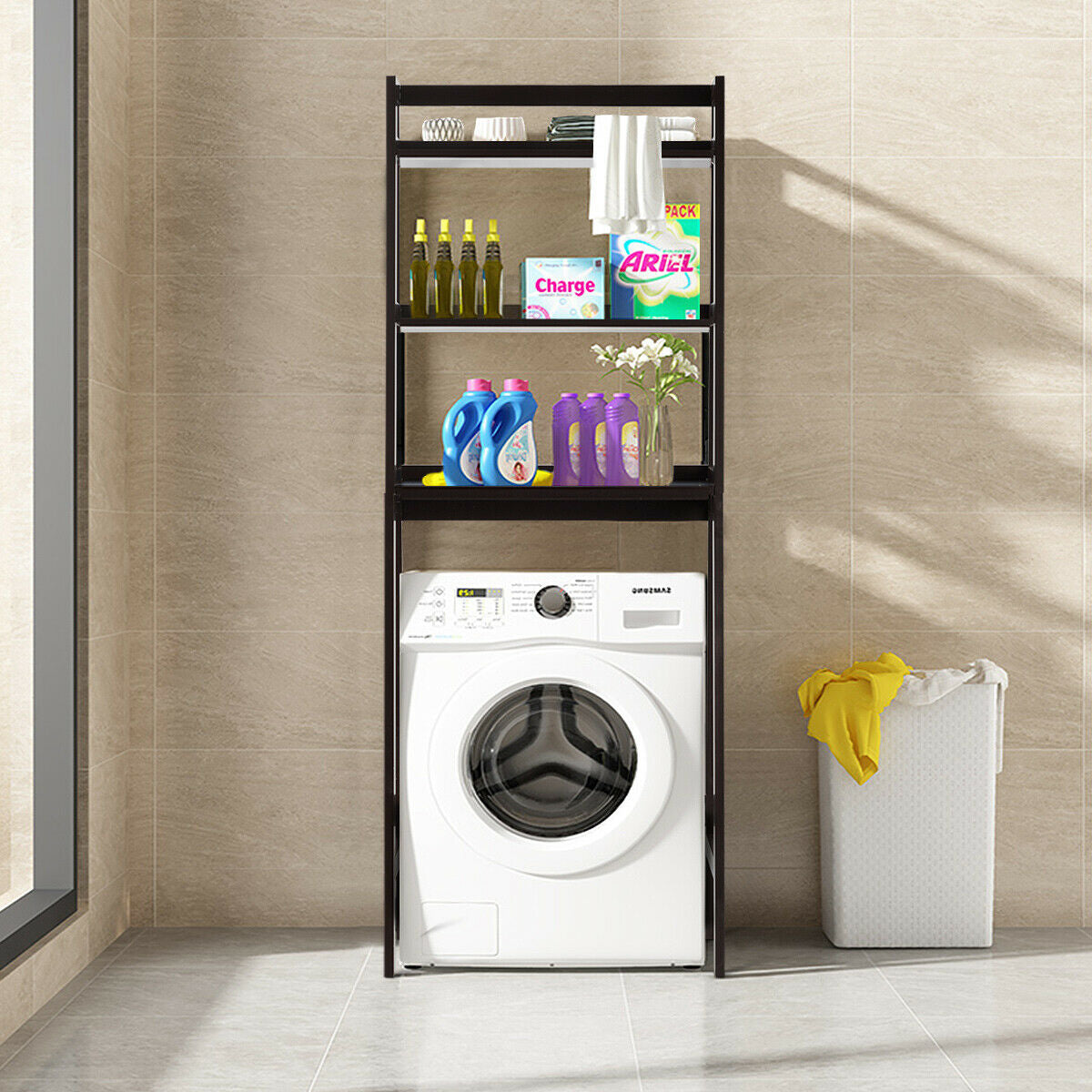 3 Tier Standing Storage Rack Over Toilet with Bottom Shelf