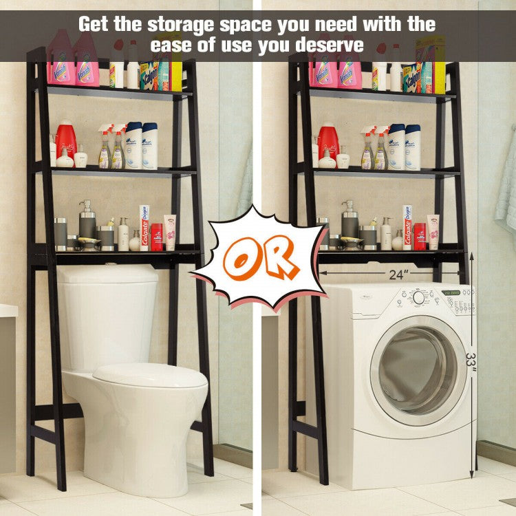 3 Tier Standing Storage Rack Over Toilet with Bottom Shelf