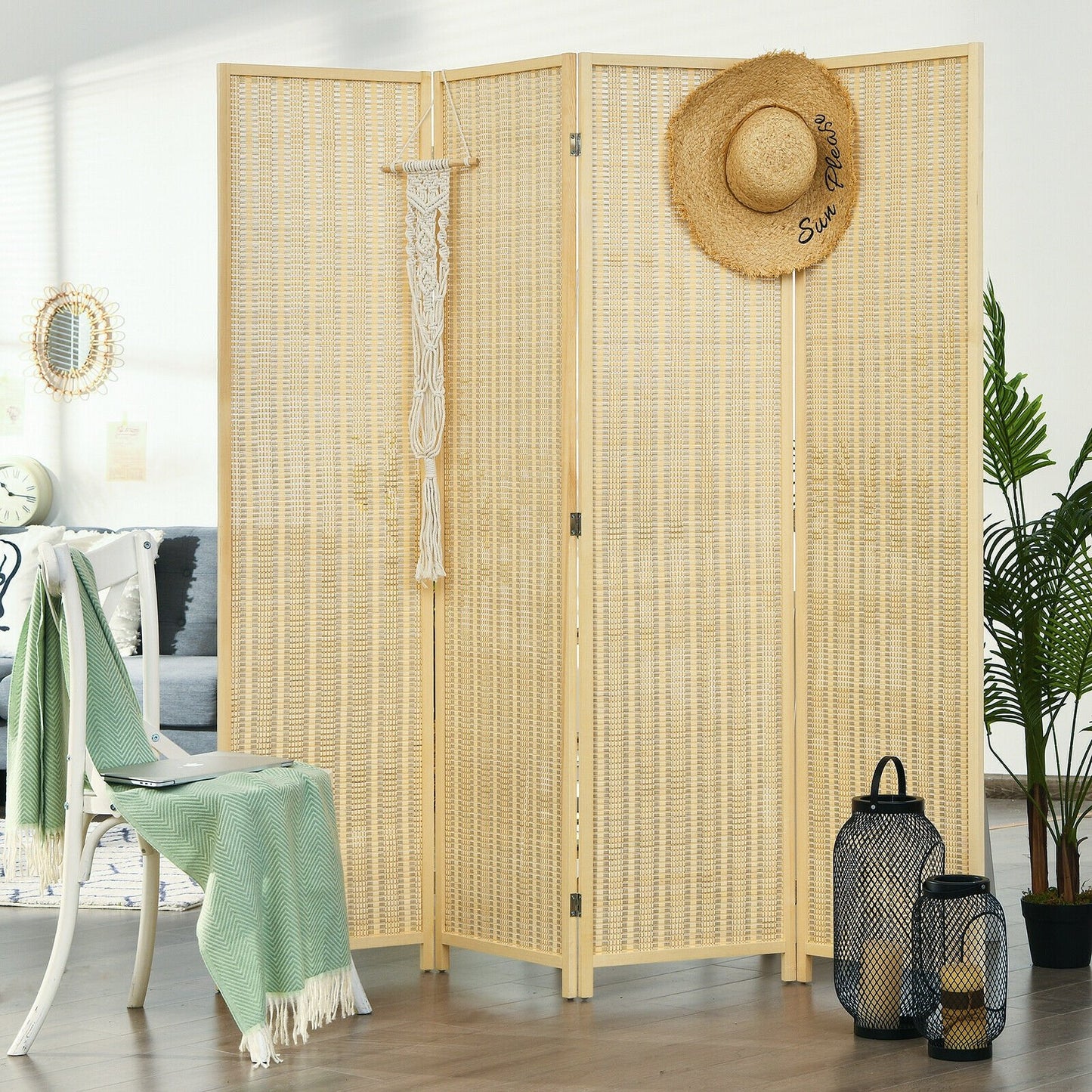 6 Foot 4-Panel Folding Room Divider Screen – Portable Privacy Solution