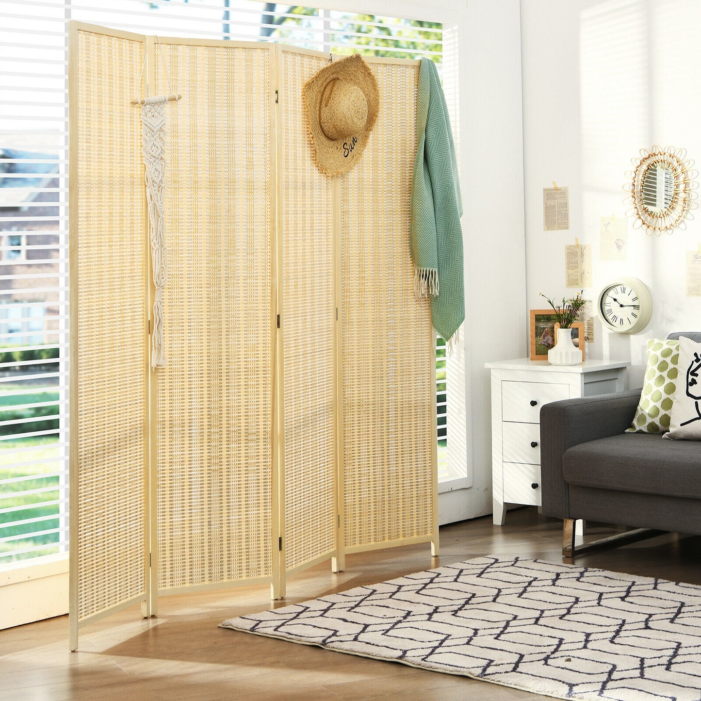 6 Foot 4-Panel Folding Room Divider Screen – Portable Privacy Solution