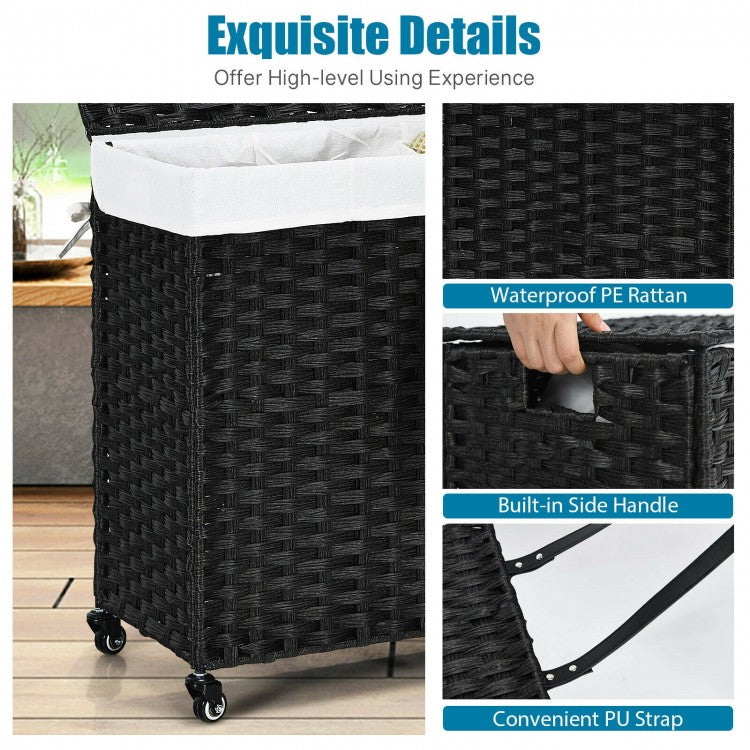 125L Multifunctional Laundry Hamper with Wheels & Detachable Liner Bags