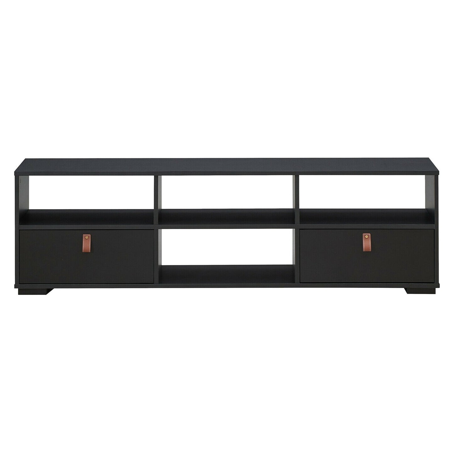 Wood TV Console with Drawers and Open Shelves for 60 Inch TVs in Black