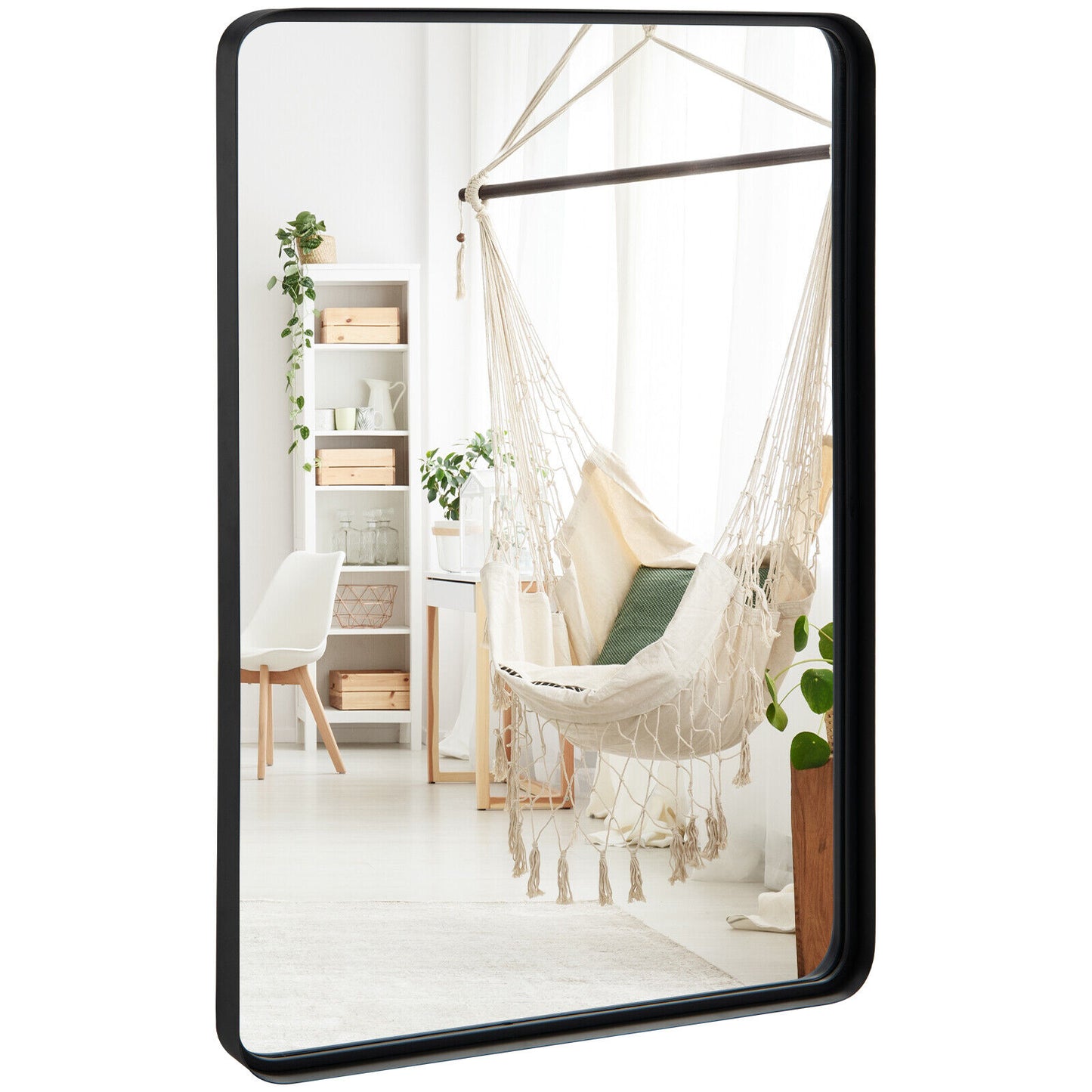 Premium Rectangular Wall-Mounted Mirror with Rust-Resistant Steel Frame - Large