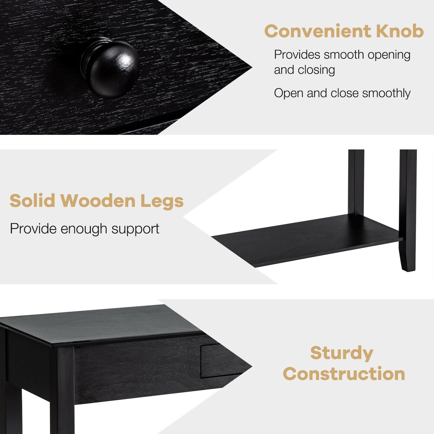 Console Accent Table with Drawer and Lower Shelf for Living Room or Entryway