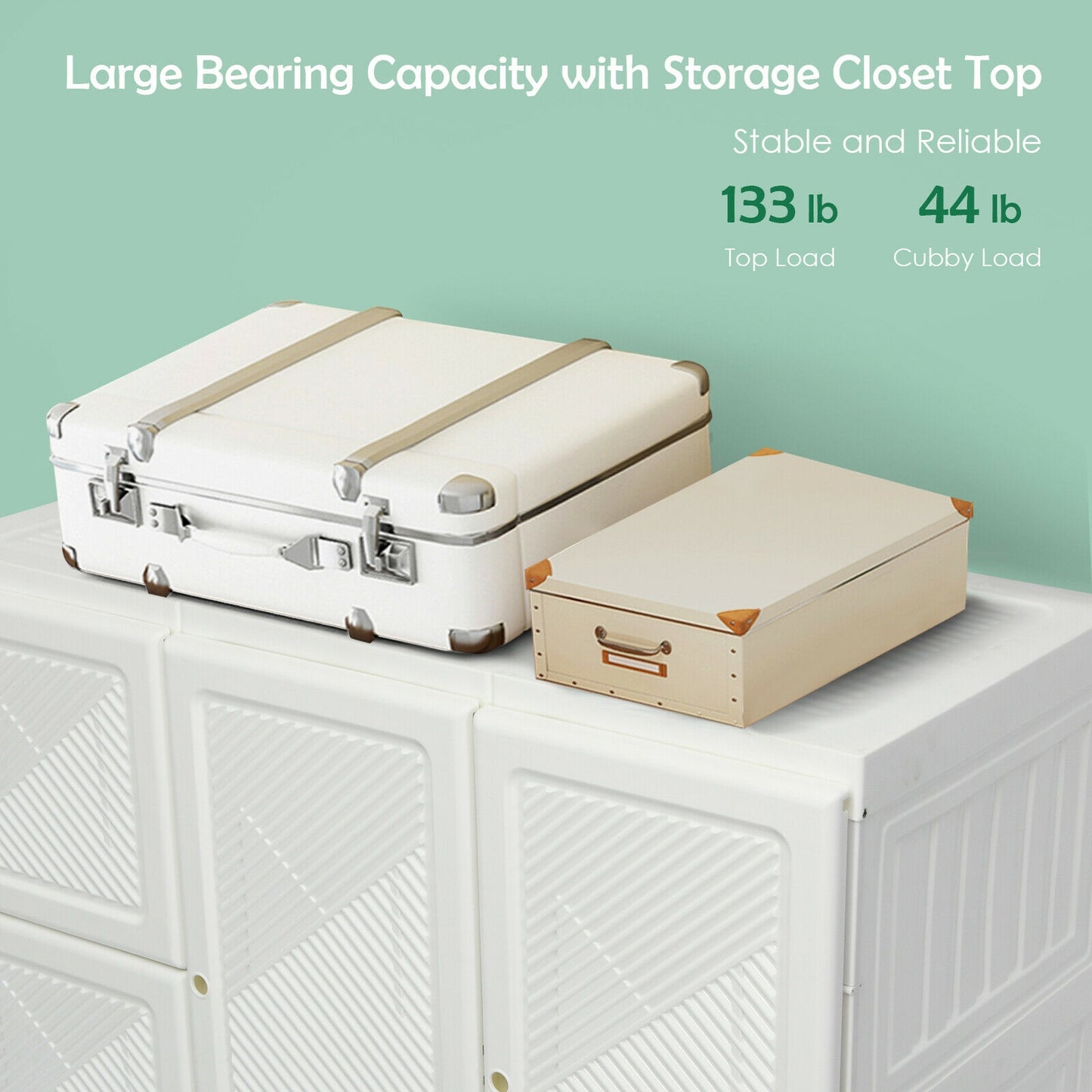 Foldable Wardrobe Closet with Hanging Rods and 12-Cubby Storage for Clothes and Bedding