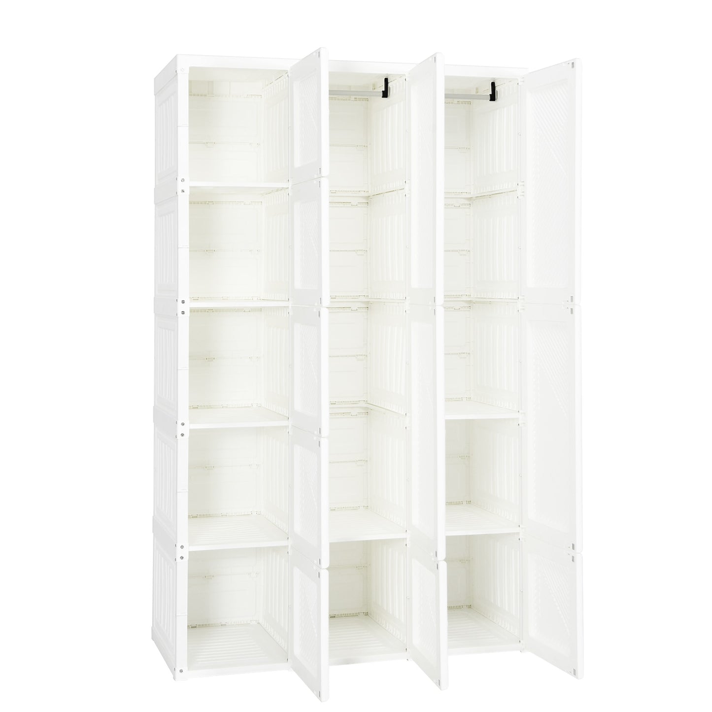 Foldable Wardrobe Closet with Hanging Rod and 10-Cube Storage for Clothes and Bedding