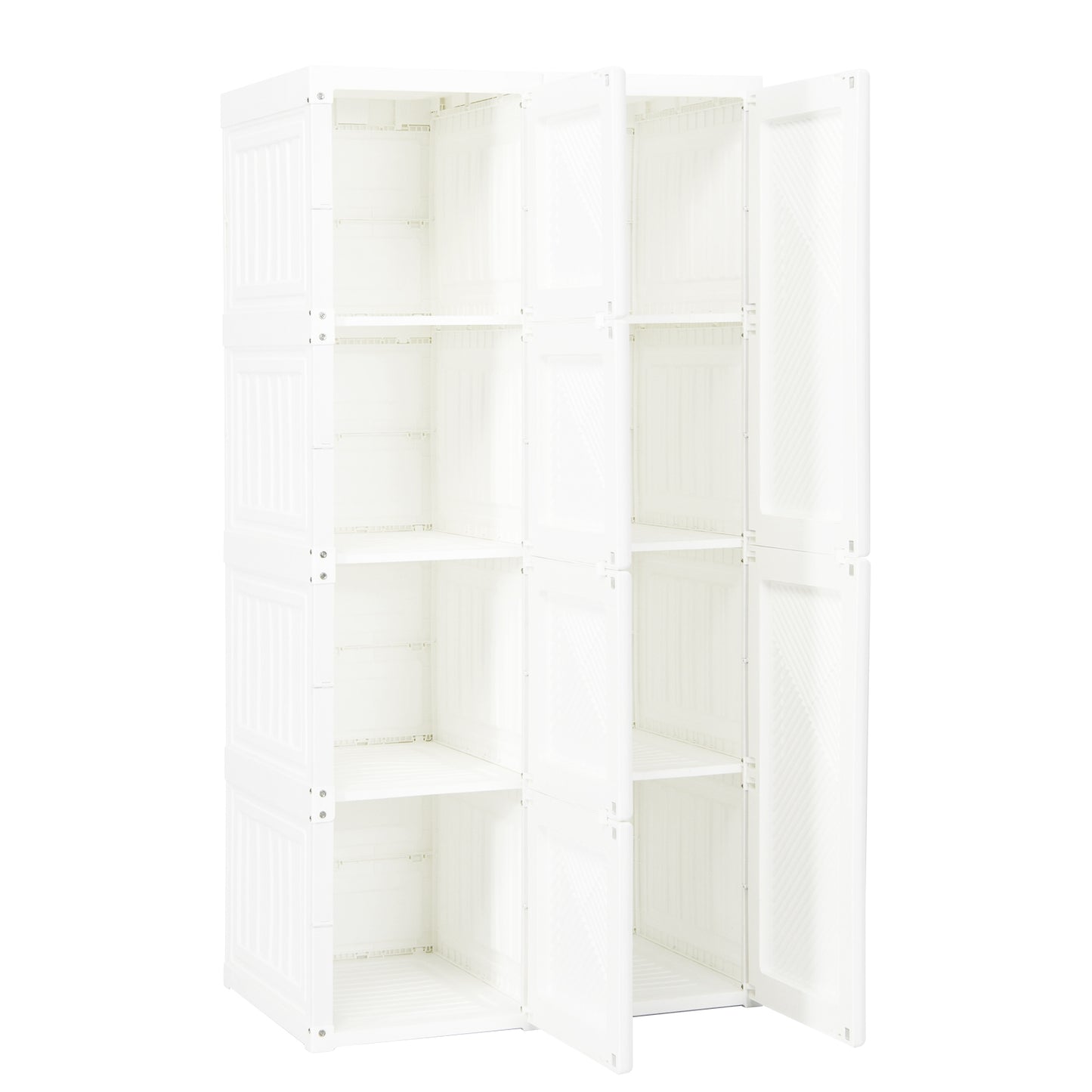 Foldable Wardrobe Closet with Hanging Rods and 8-Cubby Storage for Clothes and Bedding