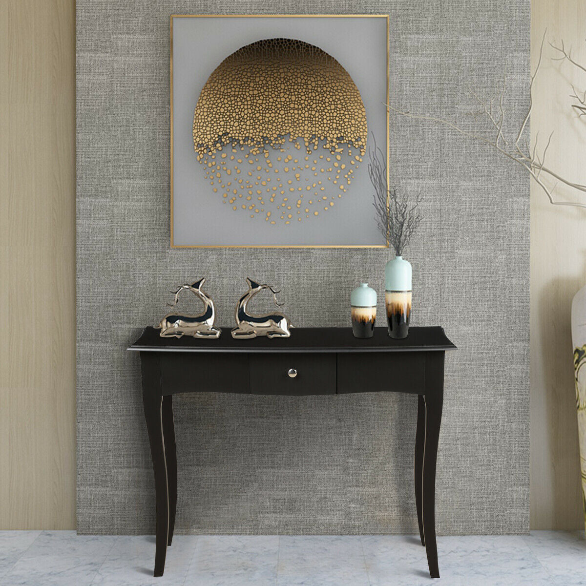 Vintage Inspired Console Table with Drawer Storage for Entryway or Living Room