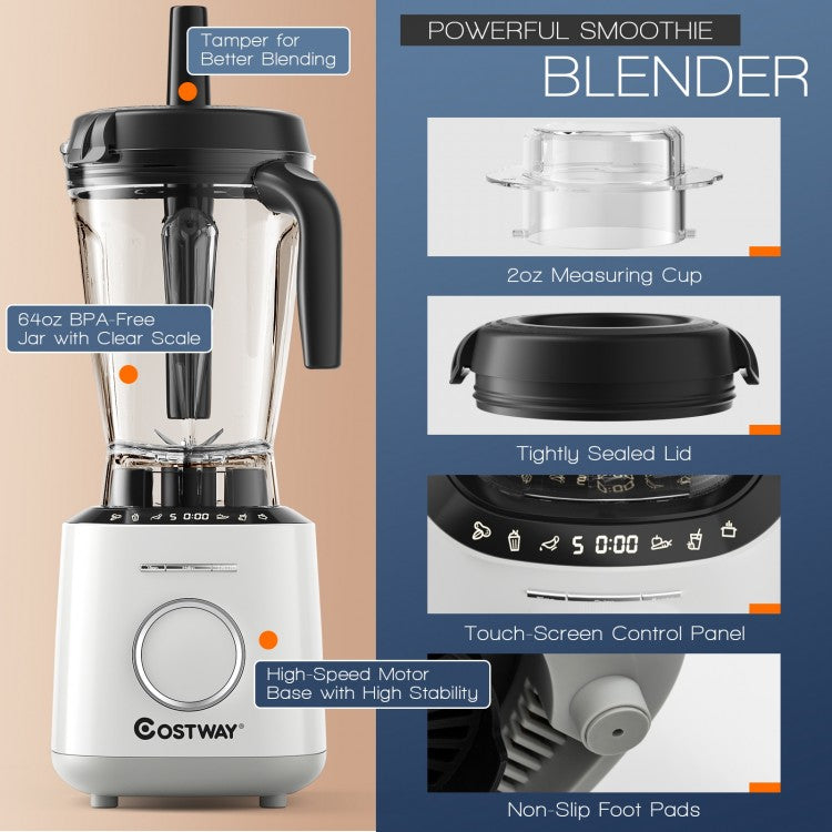 1500W High Performance Blender with 10 Speeds & 6 Pre-Set Programs for Smoothies & More