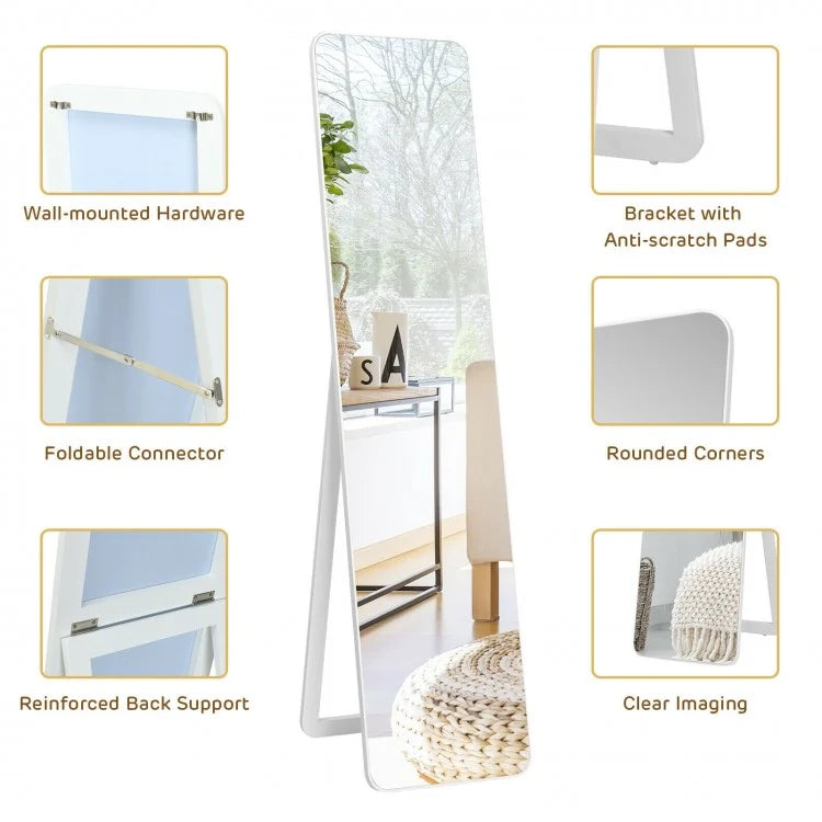 Versatile Full Length Mirror with Explosion Proof Glass and Wooden Frame