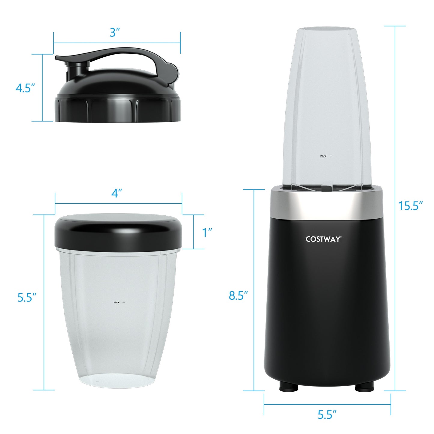 1000W High Power Portable Blender with 6 Stainless Steel Blades