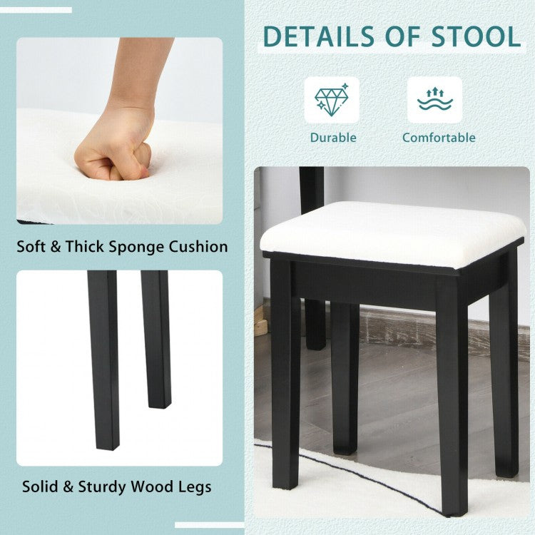 Vanity Table Set with Lighted Mirror and Storage for Bedroom and Dressing Room - Black