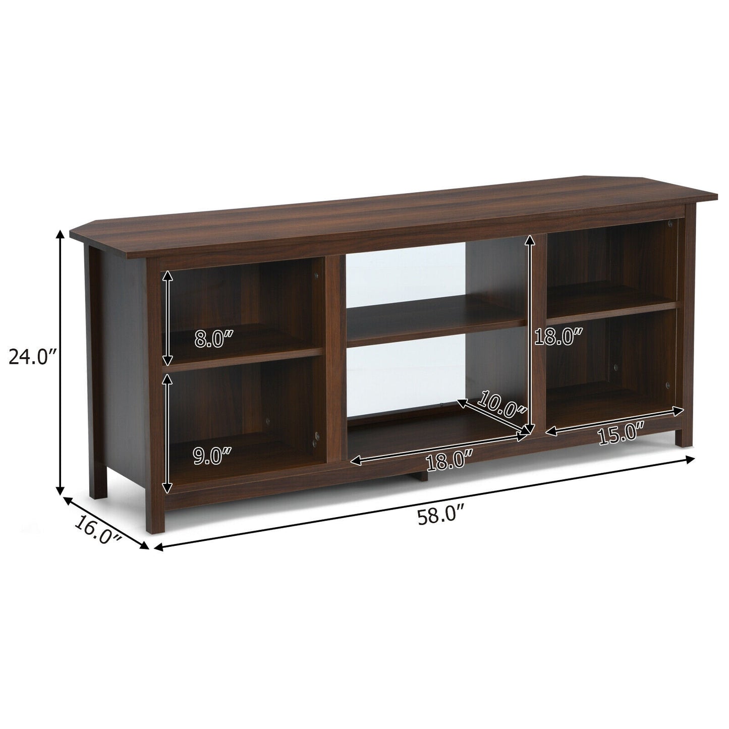 Modern 2-Tier TV Stand and Media Console with Open Shelves for Living Room - Brown