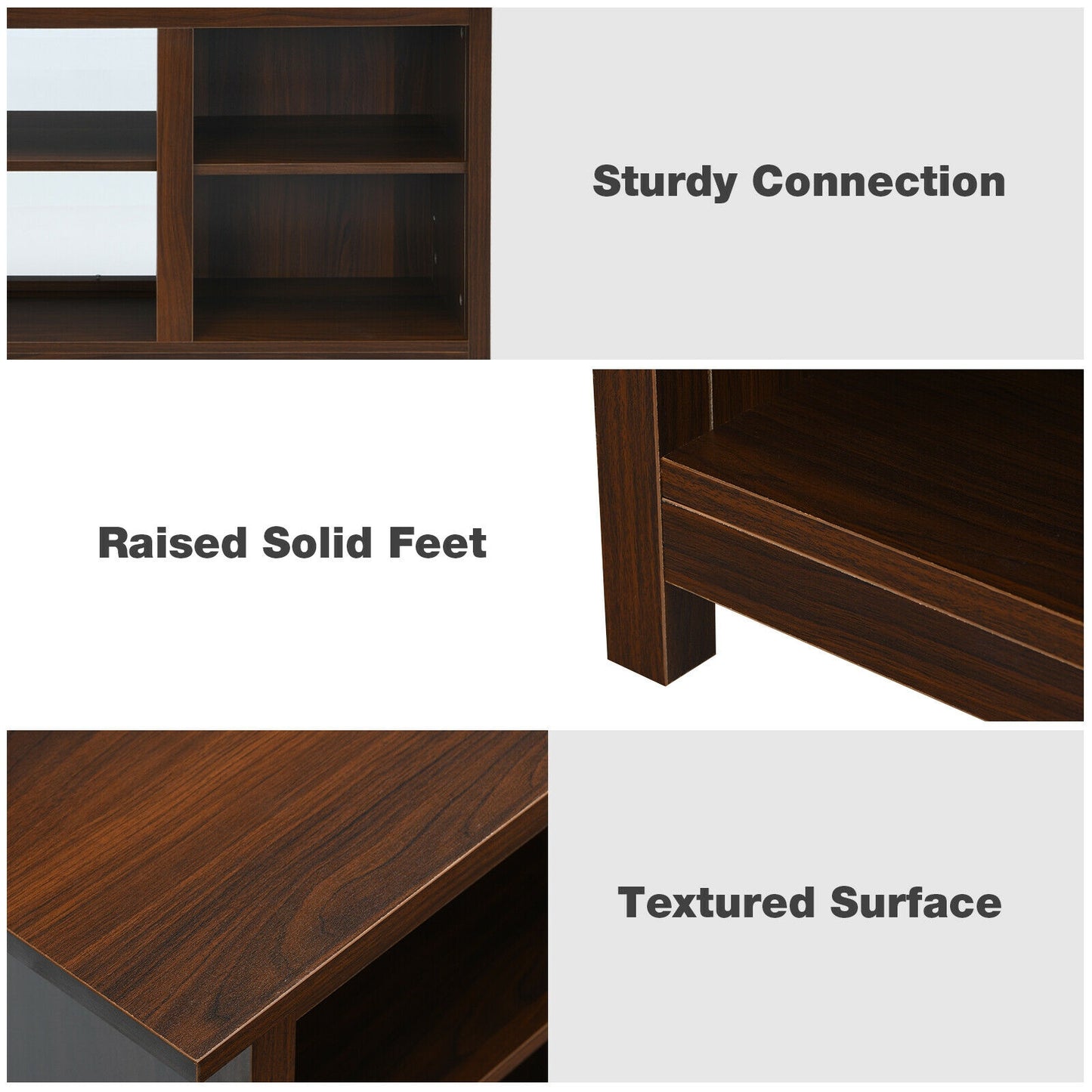 Modern 2-Tier TV Stand and Media Console with Open Shelves for Living Room - Brown