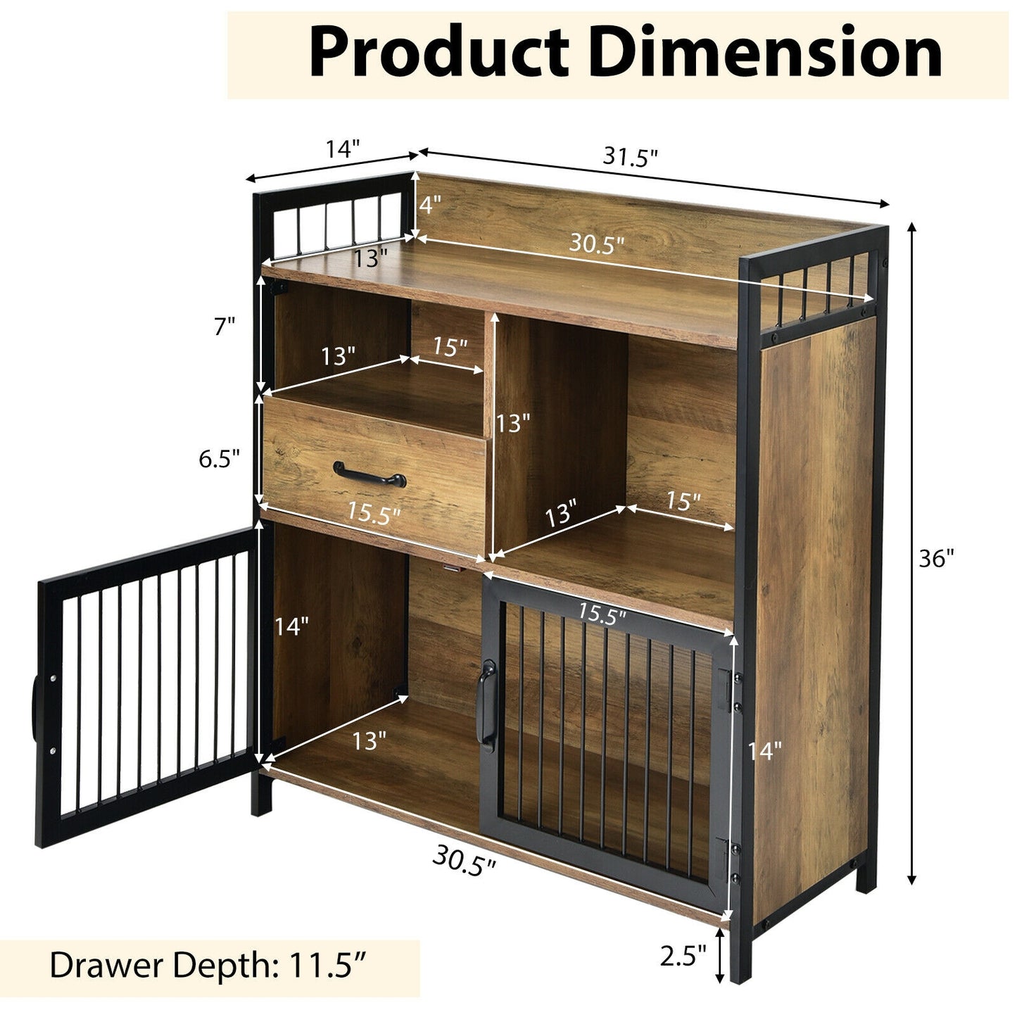 Modern Buffet Server Cabinet with Storage Drawer and Steel Mesh Doors