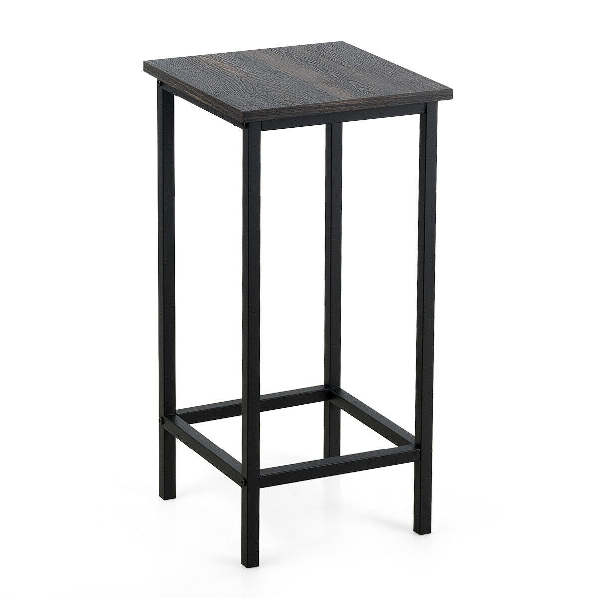 Set of 4 Vintage Style Bar Stools 24 Inch Counter Height Backless with Iron Frame and Wood Finish