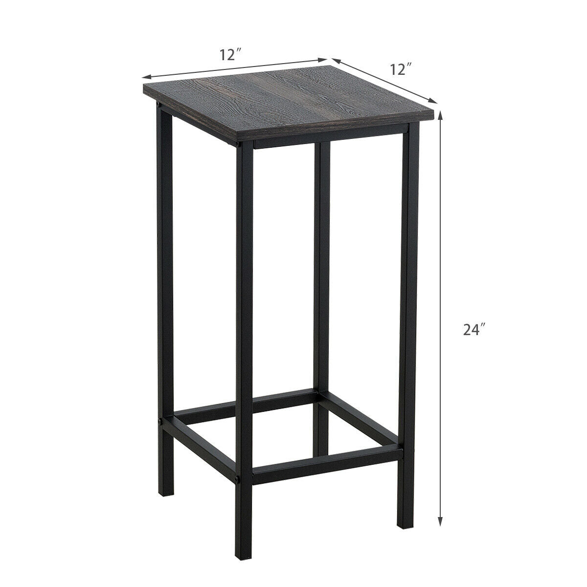 Set of 4 Vintage Style Bar Stools 24 Inch Counter Height Backless with Iron Frame and Wood Finish