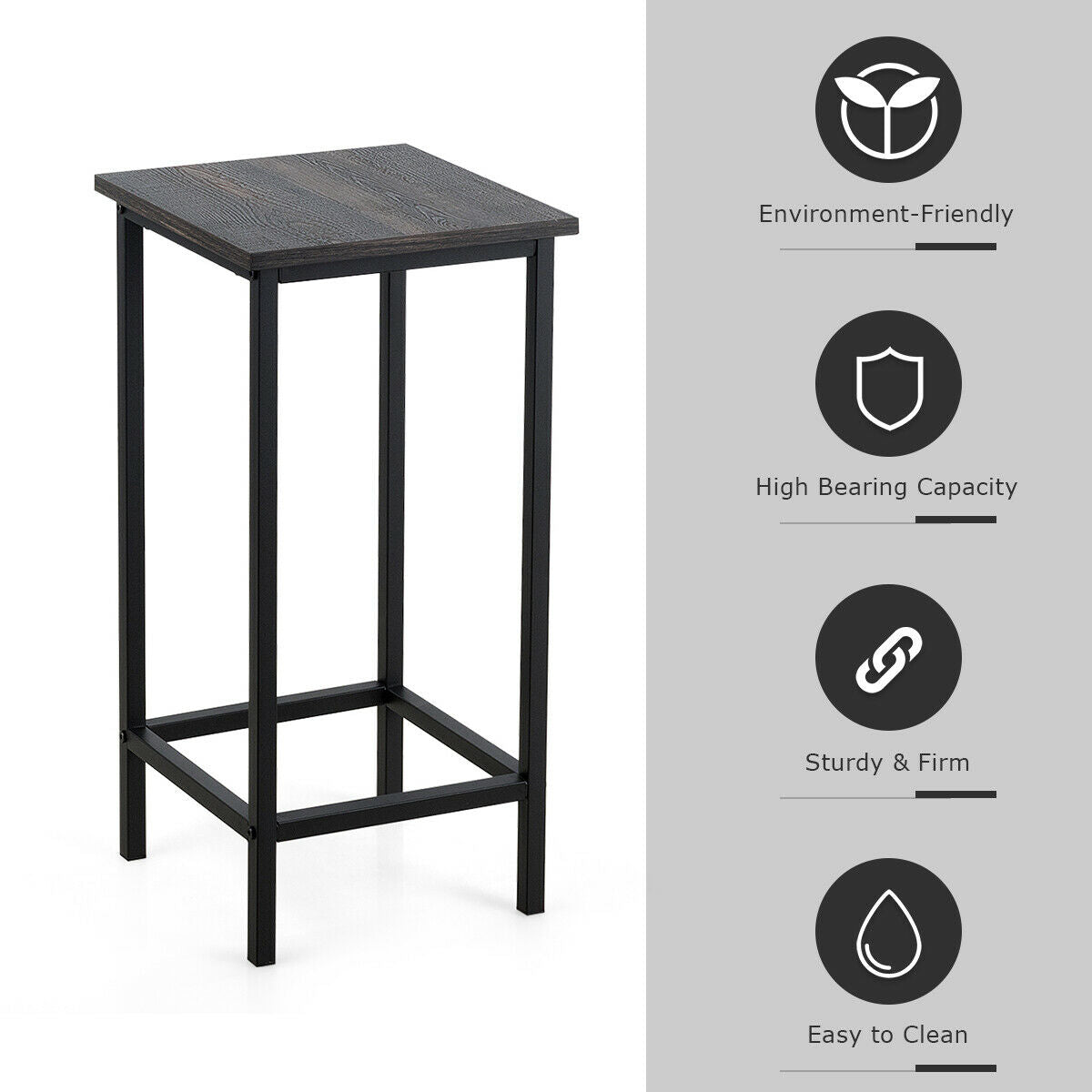 Set of 4 Vintage Style Bar Stools 24 Inch Counter Height Backless with Iron Frame and Wood Finish