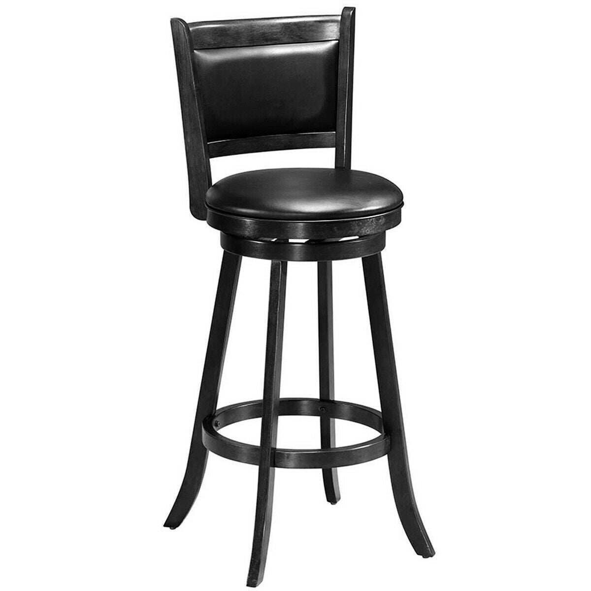 29 Inch Swivel Counter Stools with Upholstered Seats, Set of 2 - Black