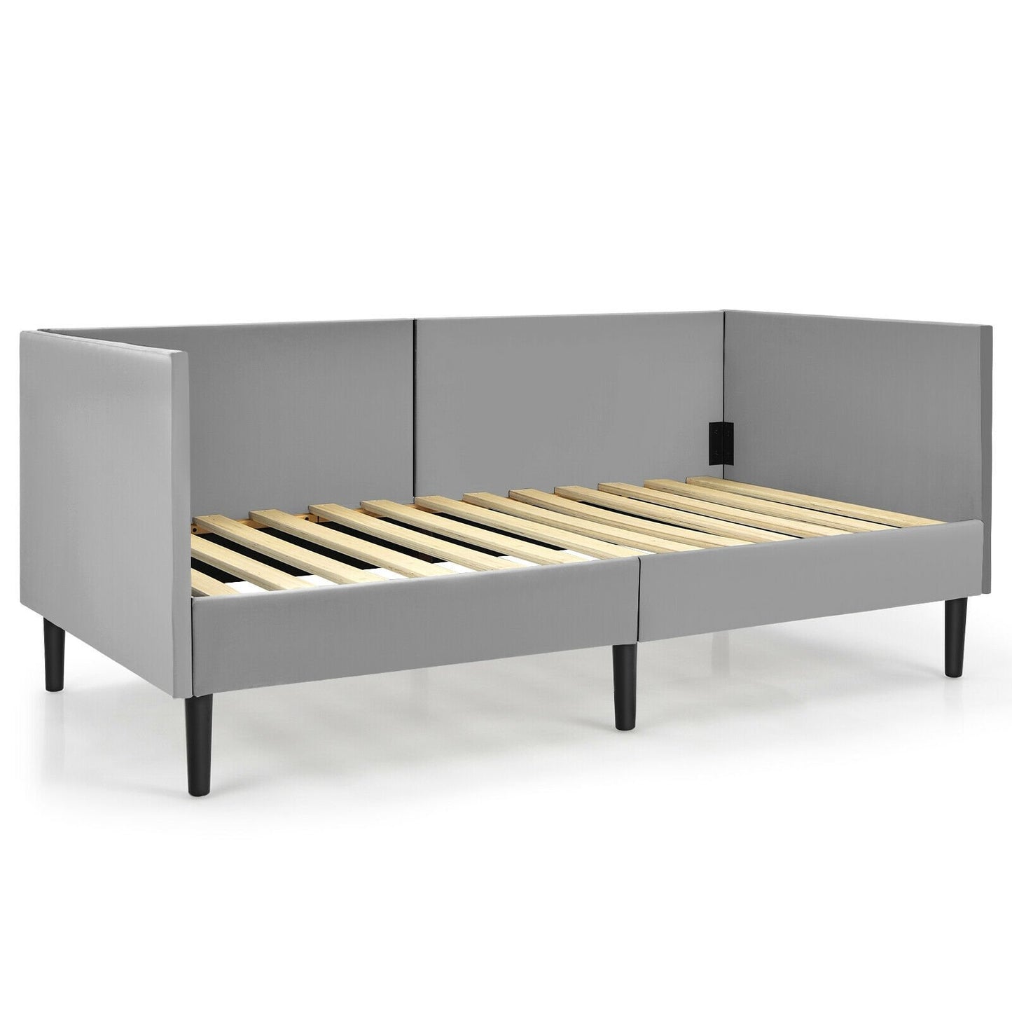 Twin Upholstered Daybed with Sturdy Wood Frame and Velvet Fabric for Living Room or Guest Room Grey