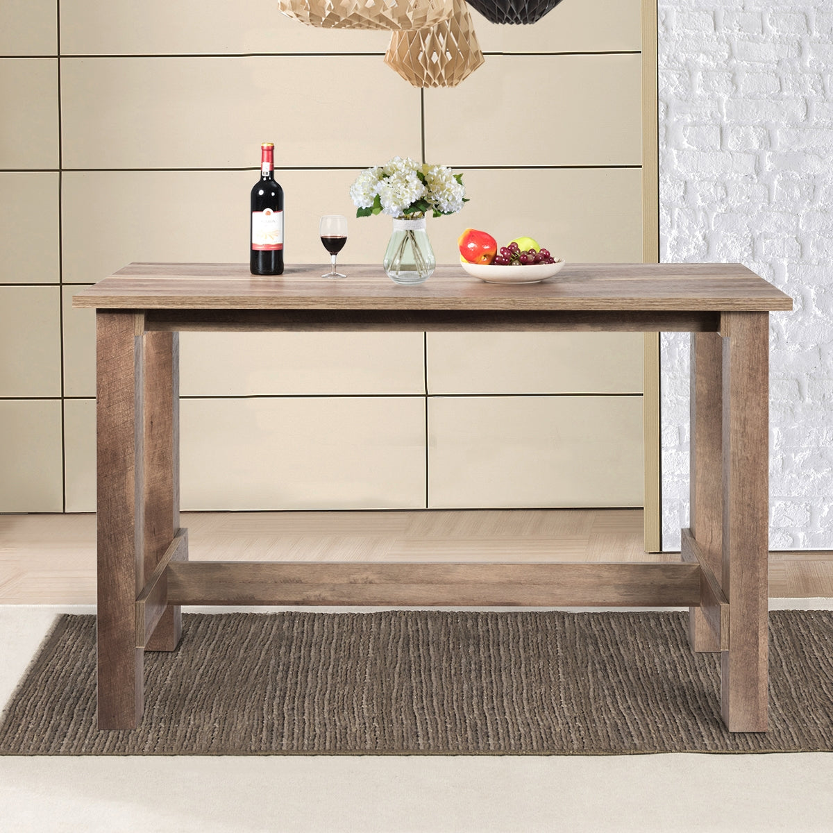 Counter Height Wood Dining Table with Spacious Top for Kitchen Home Office or Bar
