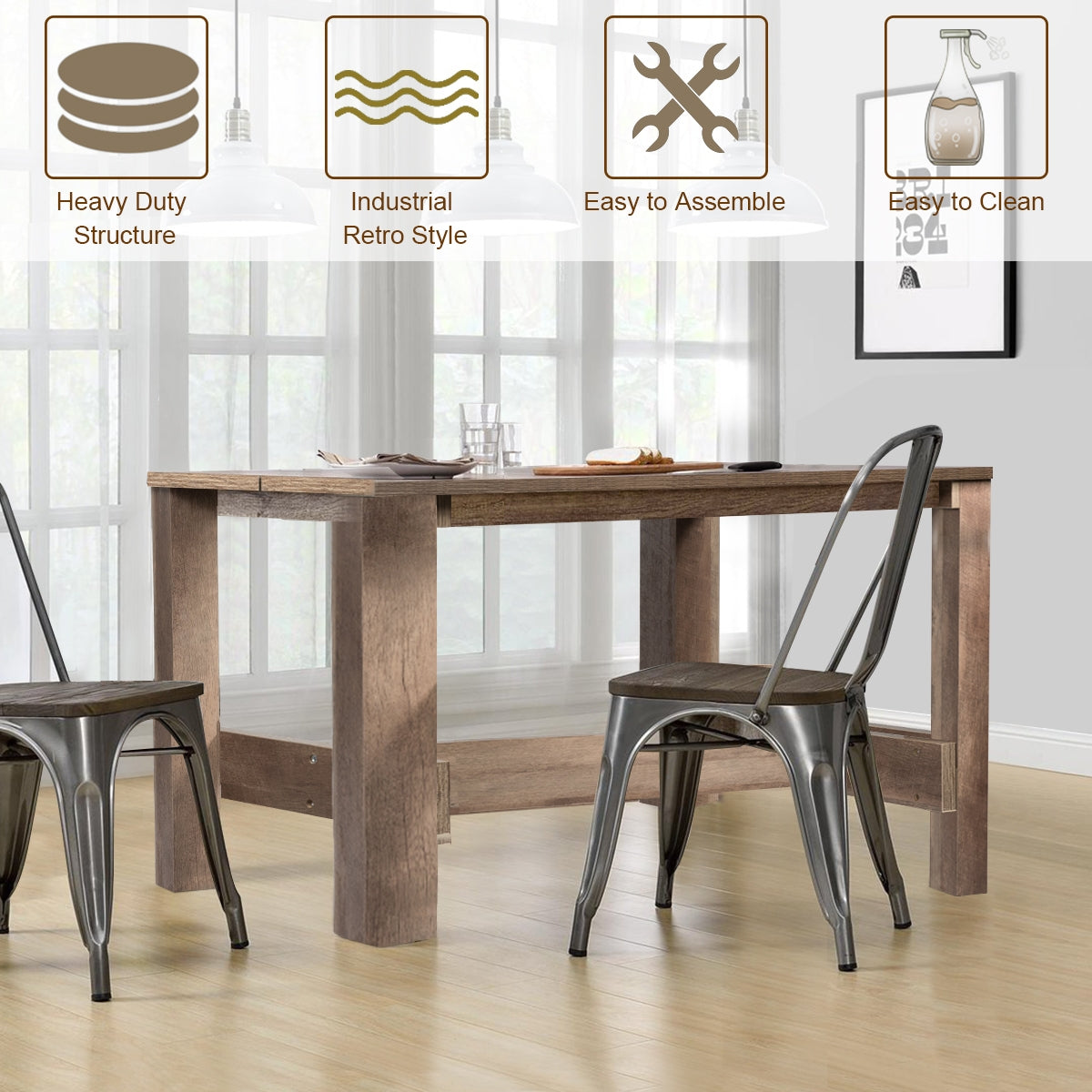 Counter Height Wood Dining Table with Spacious Top for Kitchen Home Office or Bar