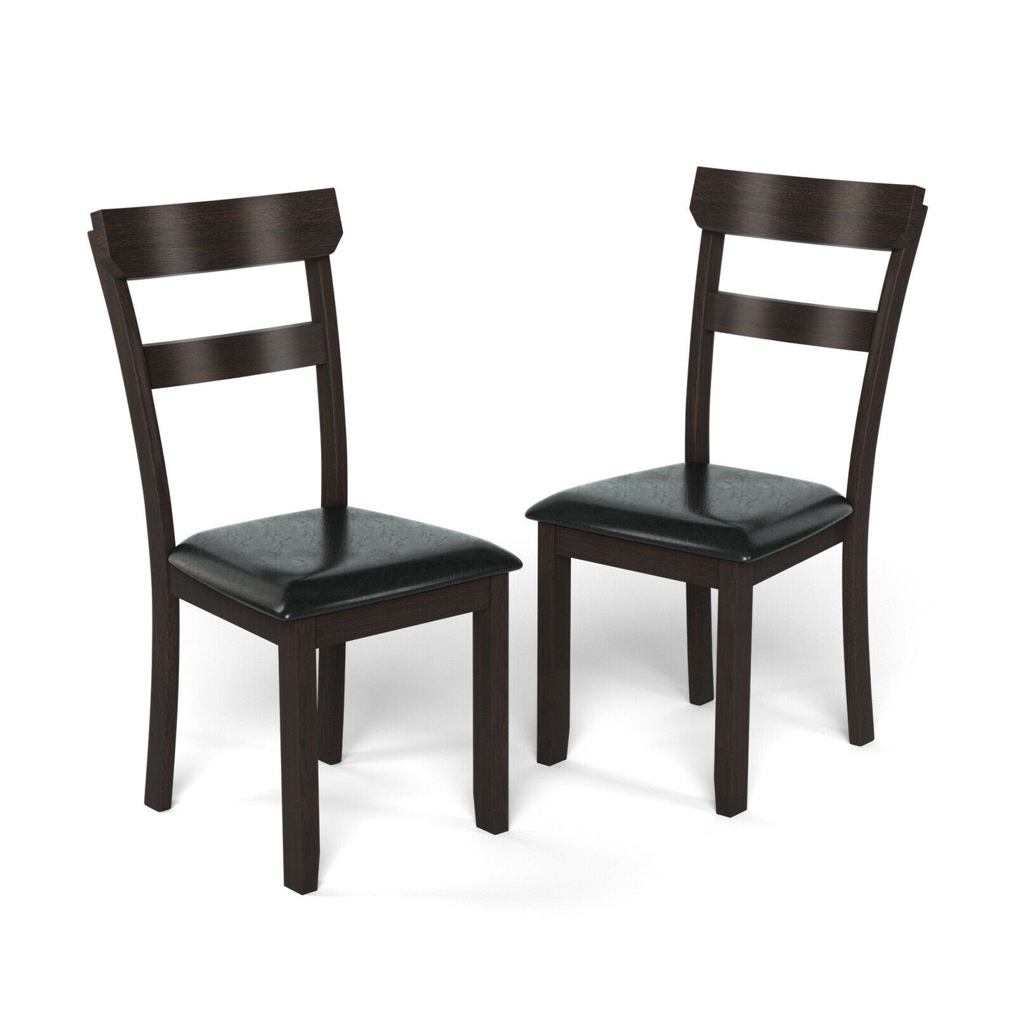 2 Dining Chairs with Rubber Wood Frame and Faux Leather Cushion for Dining Room