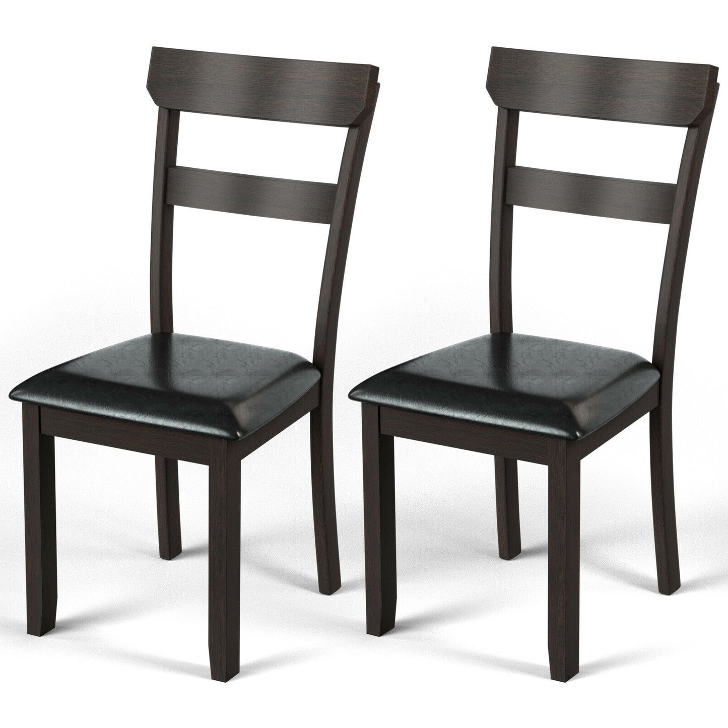 2 Dining Chairs with Rubber Wood Frame and Faux Leather Cushion for Dining Room