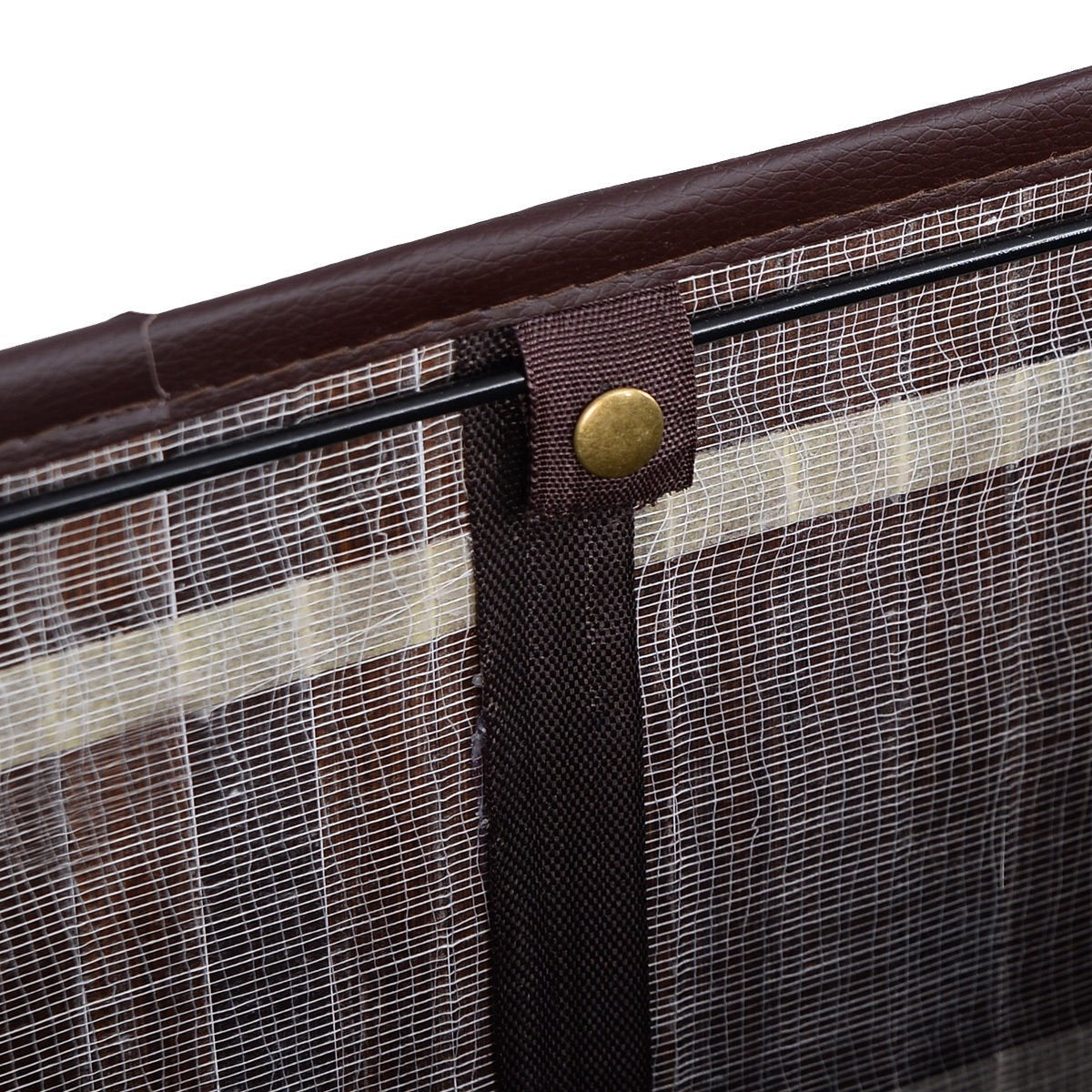 Rectangular Bamboo Laundry Basket with Lid and PU Leather Handles
