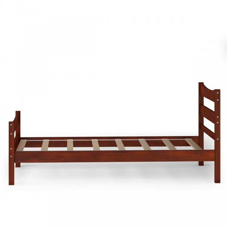 Elegant Twin Size Platform Bed Frame with Slat Support Foundation – Walnut