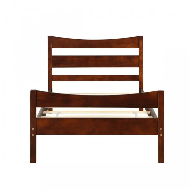 Elegant Twin Size Platform Bed Frame with Slat Support Foundation – Walnut