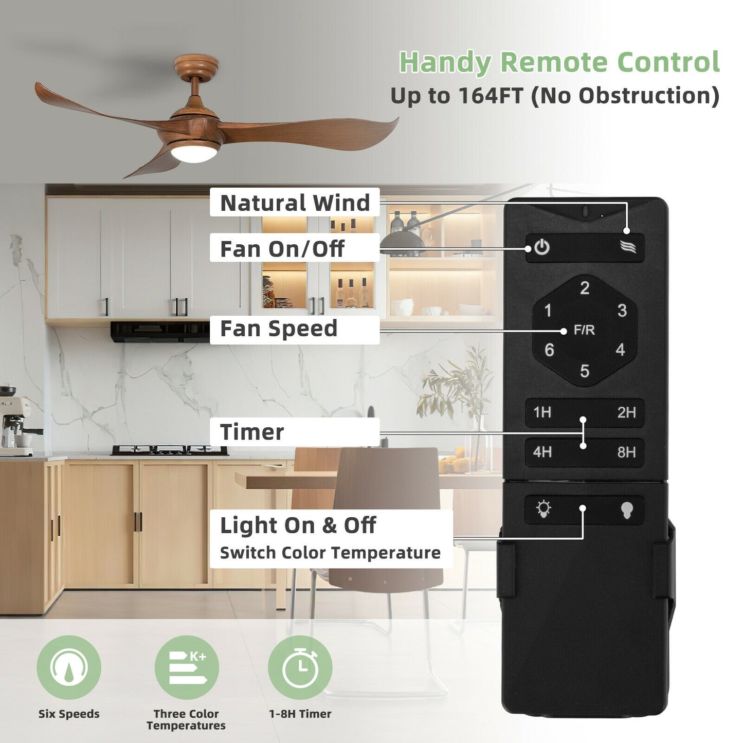 52 Inch Ceiling Fan with Light & Reversible DC Motor for Year-Round Comfort