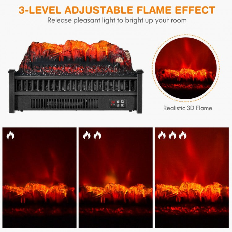 1400W Electric Log Fireplace Heater with Adjustable Flame Brightness