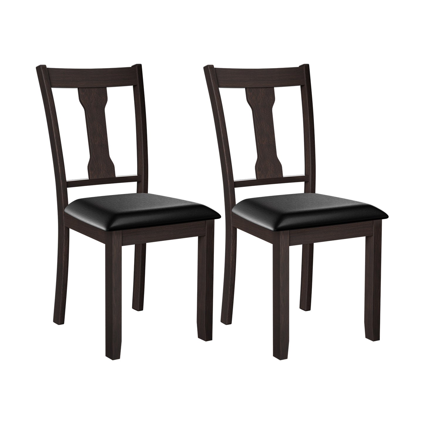 Set of 2 Upholstered Dining Chairs with Rubber Wood Frame and Comfortable Padded Seat - Brown