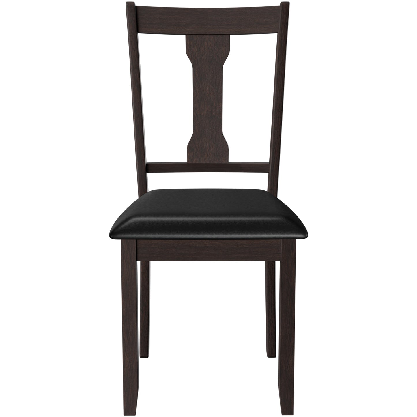 Set of 2 Upholstered Dining Chairs with Rubber Wood Frame and Comfortable Padded Seat - Brown