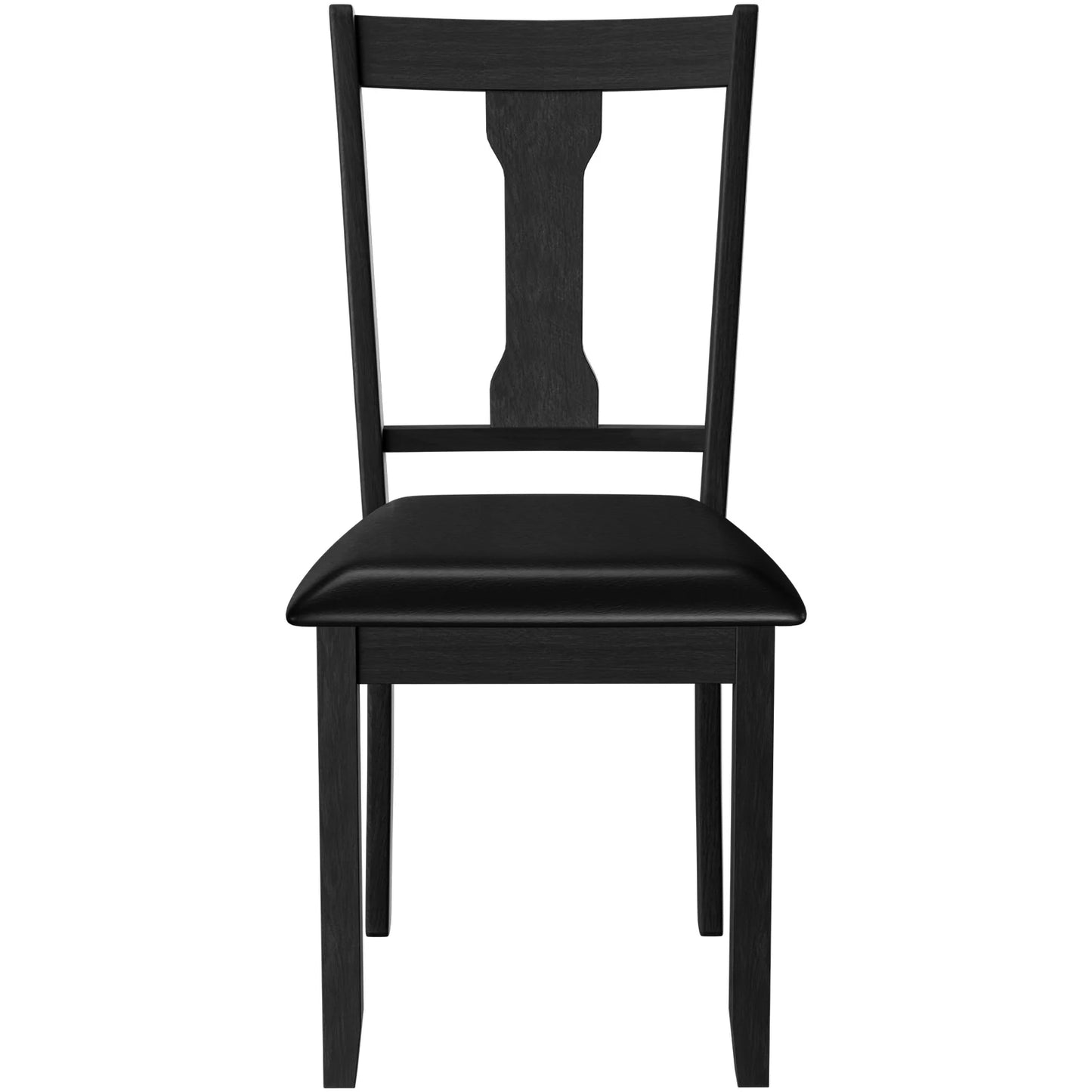 Set of 2 Upholstered Dining Chairs with Rubber Wood Frame and Comfortable Padded Seat - Black