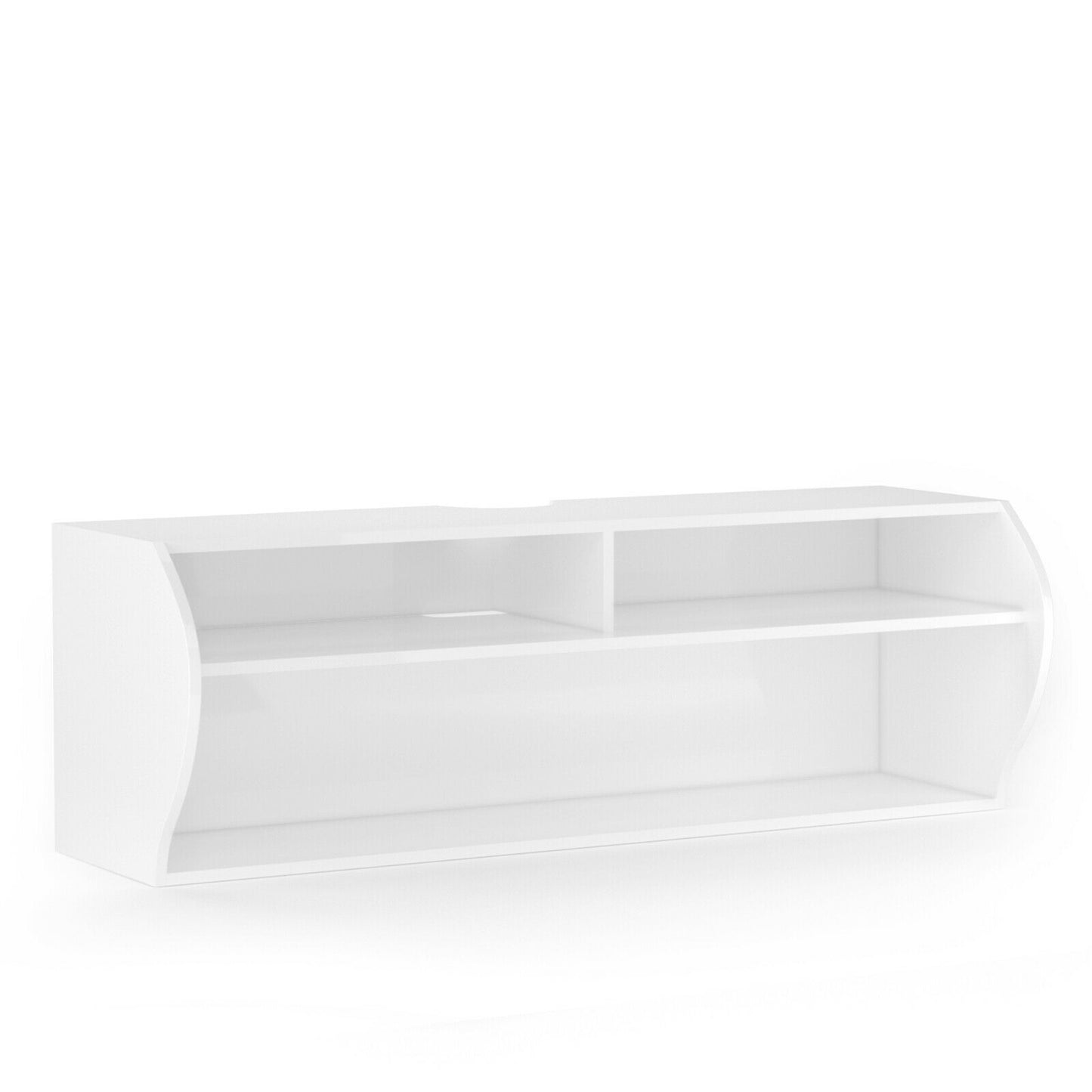 Sleek Wall Mounted Display and Storage Shelf with Open Tiers – White