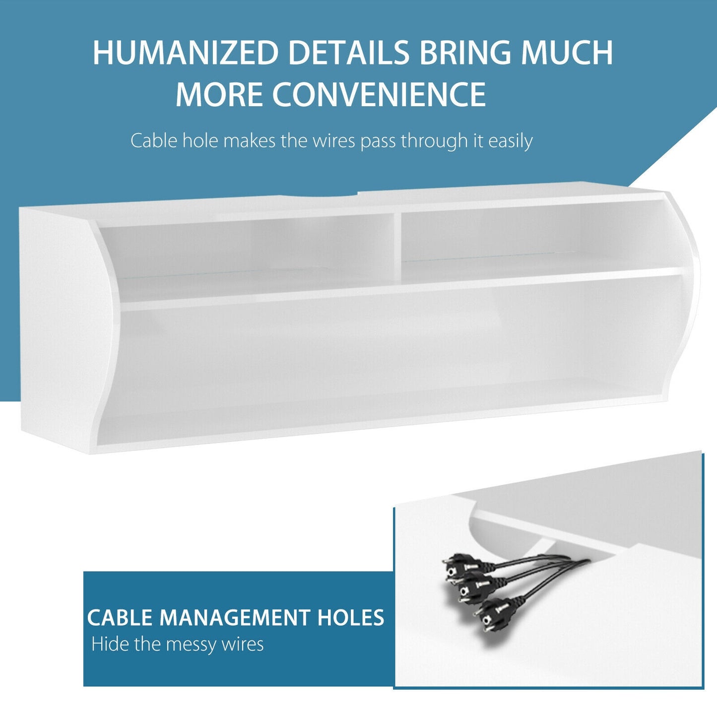Sleek Wall Mounted Display and Storage Shelf with Open Tiers – White