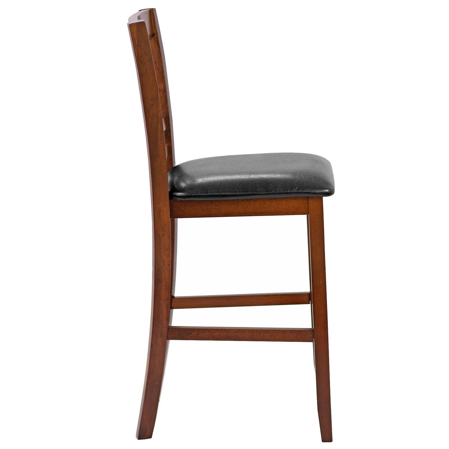 Set of 2 Counter Height Bar Stools with PU Leather Seat and Wooden X Backrest
