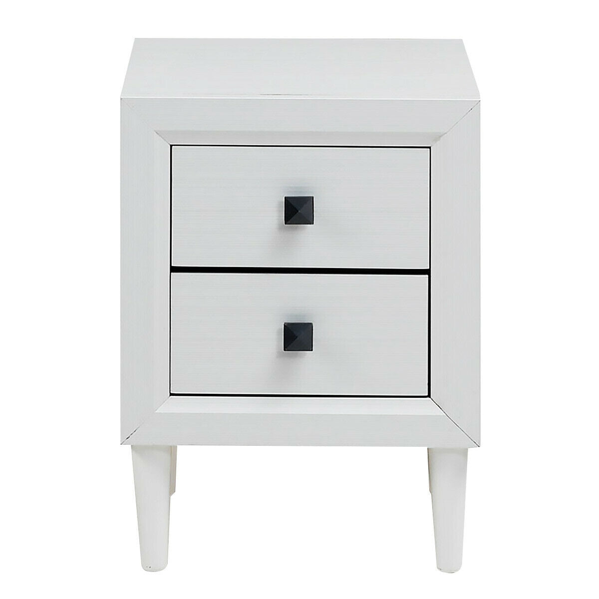 Set of 2 Retro Nightstands with 2 Drawers for Bedroom and Living Room Storage - White
