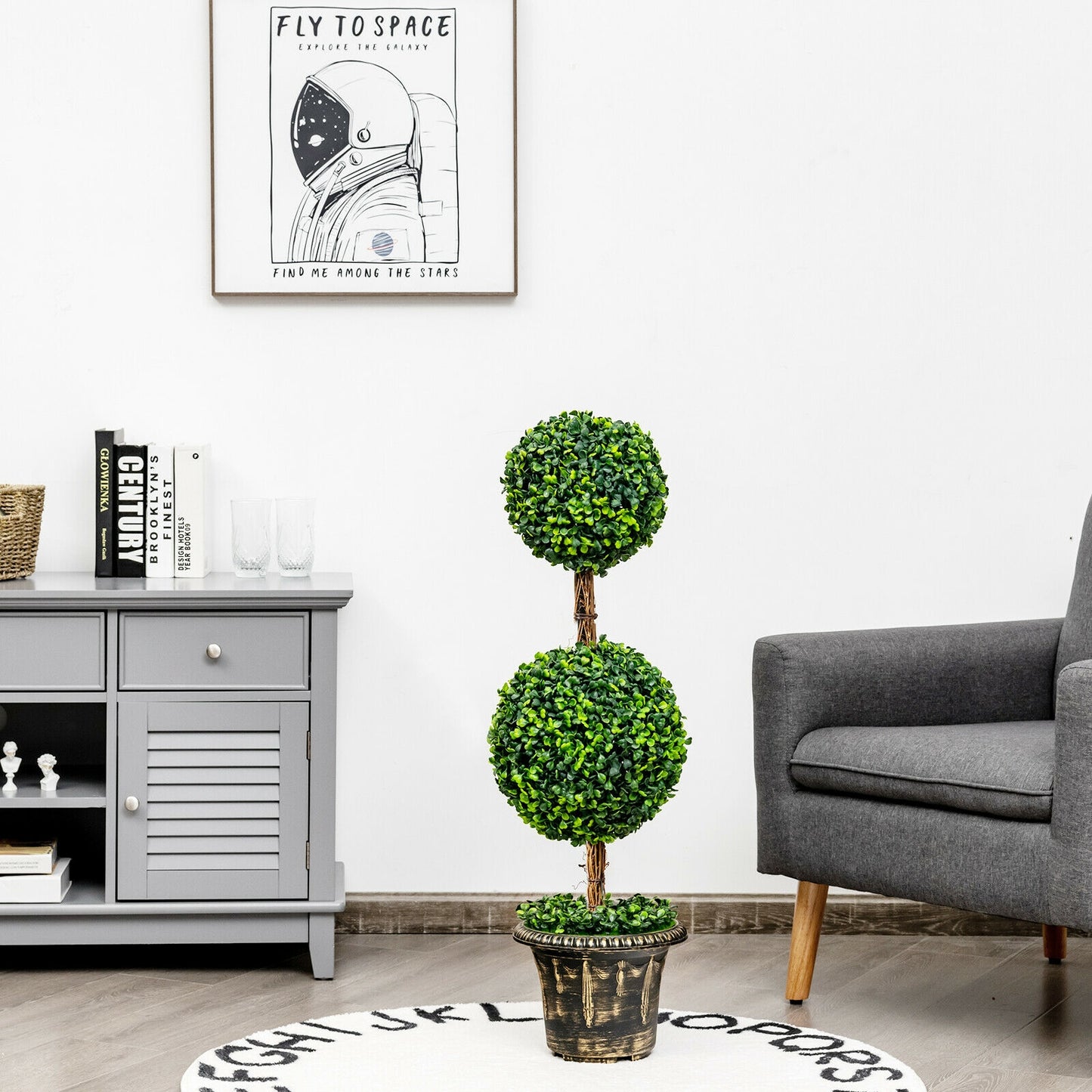 36 Inch Artificial Double Ball Topiary Tree – UV Resistant for Indoor & Outdoor Decor