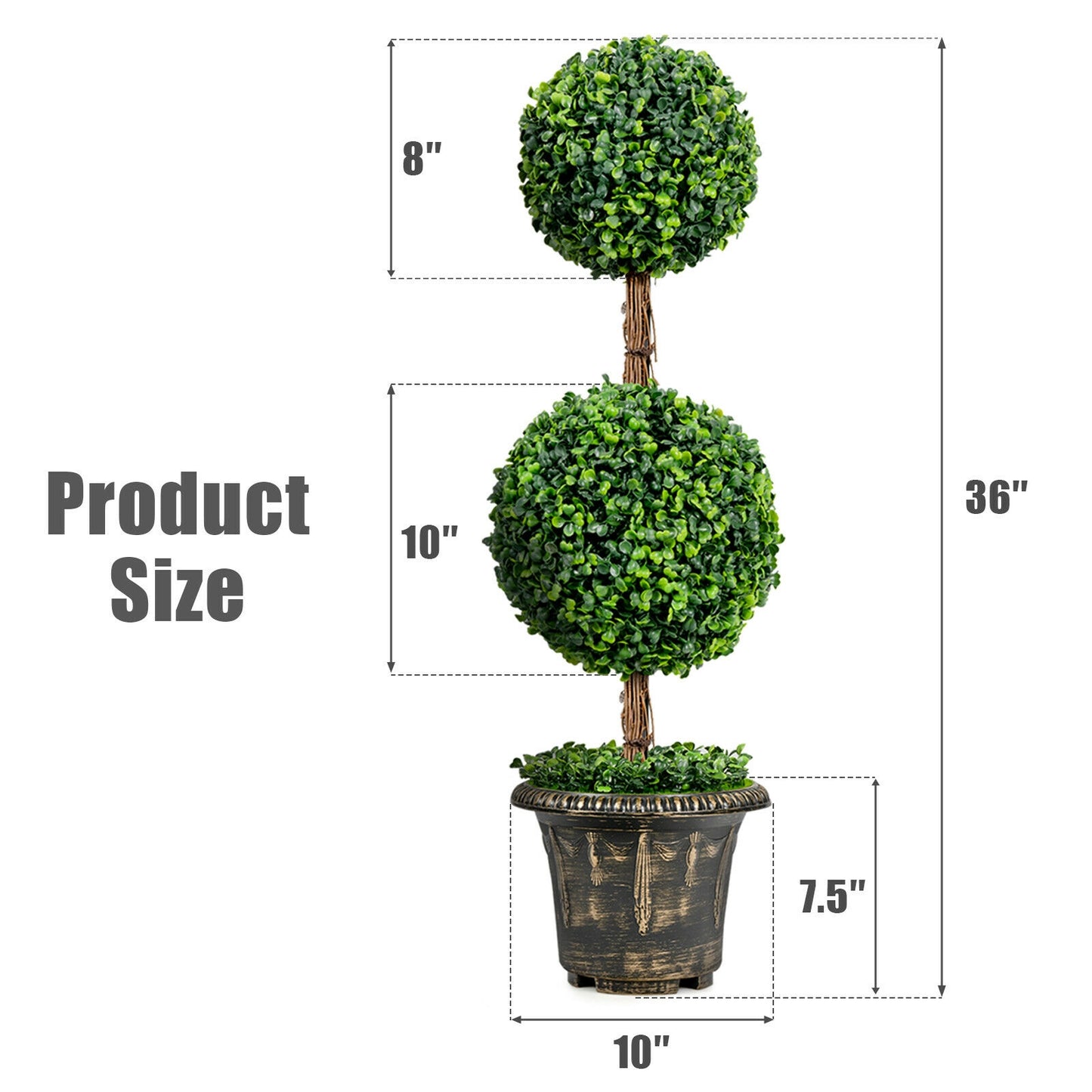 36 Inch Artificial Double Ball Topiary Tree – UV Resistant for Indoor & Outdoor Decor