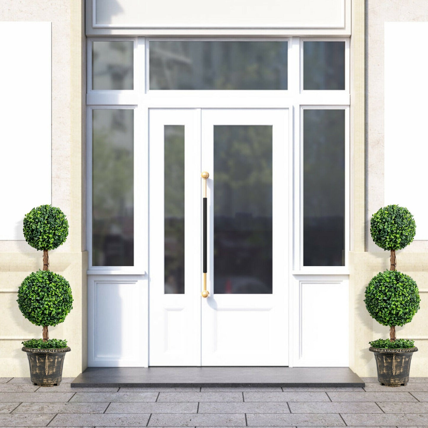 36 Inch Artificial Double Ball Topiary Tree – UV Resistant for Indoor & Outdoor Decor
